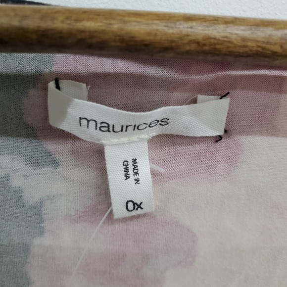 NWT Black Pink Floral Long Sleeve Sweetheart Neck Stretch Romantic Top Womens 0X - Picture 11 of 15